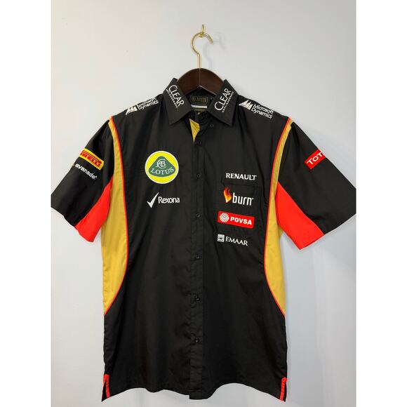 Lotus F1 Team 2013 Racing Button up Shirt Short Sleeve Black Men's L - Picture 8 of 9